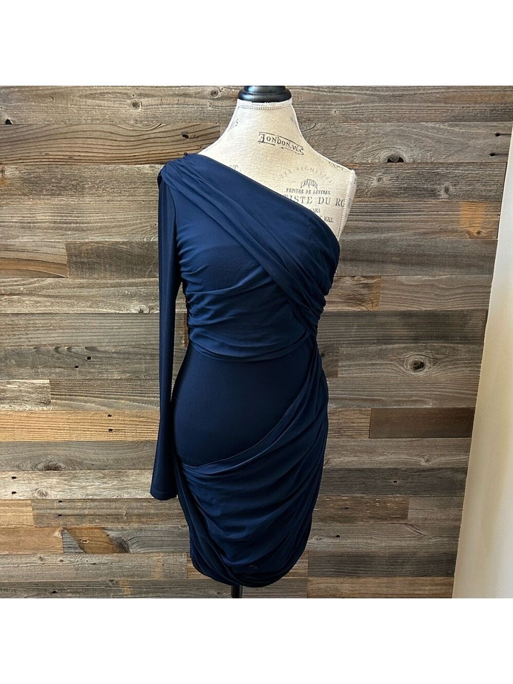 Alice + Olivia Chrissy Wrap One Shoulder Chiffon Mini Dress Medium NWT Sapphire - Picture 3 of 10